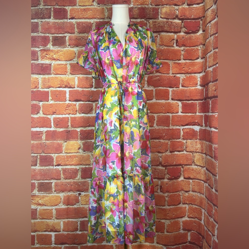 Lucy Paris Floral Multicolor Maxi Dress Size‎ Small Cottagecore Boho Praire
